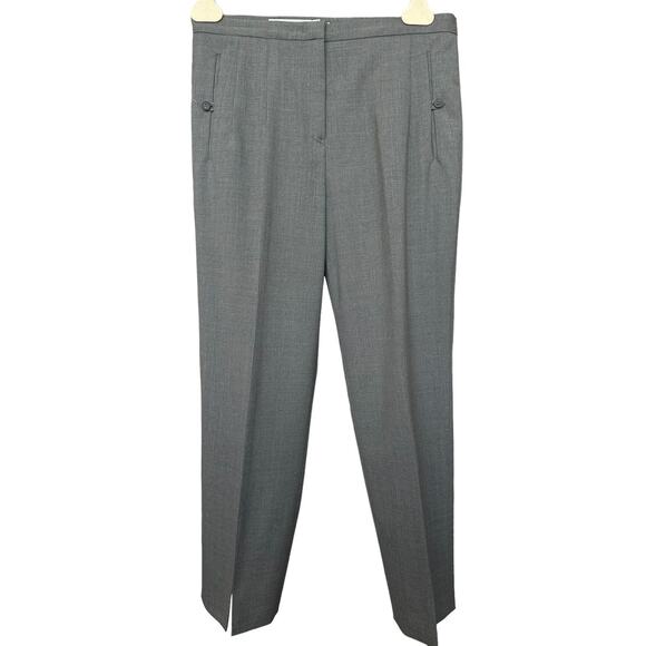 Jil Sander Wool Trousers size US 4 Gray Pleat Front Slit - Picture 1 of 9
